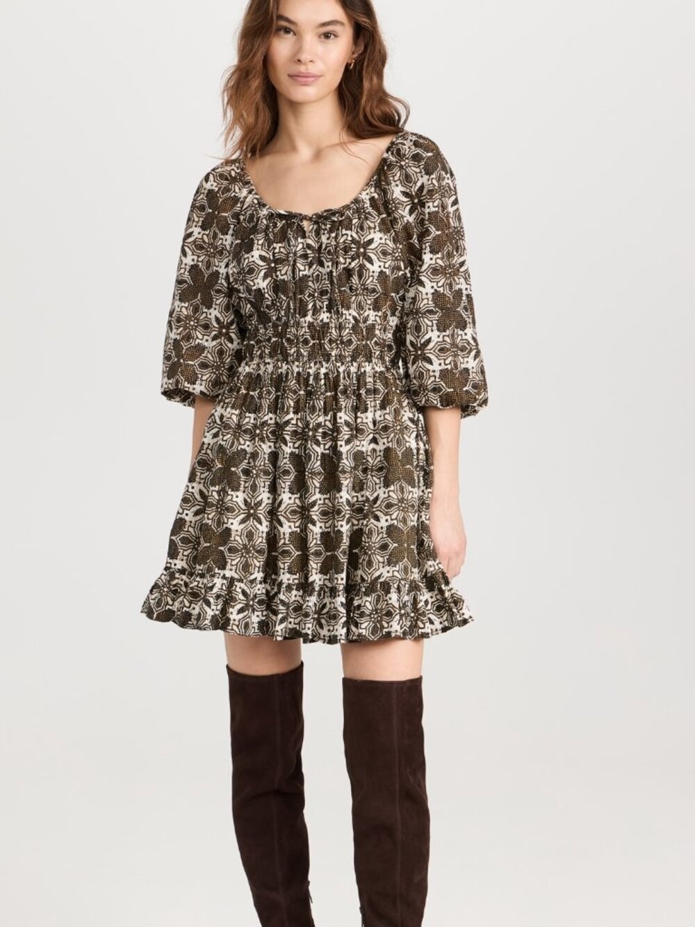 Cleobella Mini Dress, Black, Color-Retro Tile, size XL